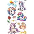 Pegatina de tatuaje temporal de unicornio arcoíris lindo dibujos animados arte corporal impermeable - Patrón CD091 / 12x6.8cm