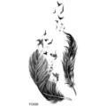 Black feather flying birds temporary tattoo sticker body art waterproof minimalist design - FO026