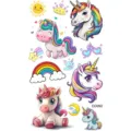 Pegatina de Tatuaje Temporal de Unicornio Arcoíris para Brazo Mano Pie Diseño Bonito - Patrón CD092 / 12x6.8cm