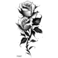Black and white rose temporary tattoo sticker, gothic floral body art design variant style. - FO027