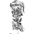 Temporary rose tattoo sticker with black and white flower design and stylish script text. - English Black White Rose Style (FO532) / 15x7CM