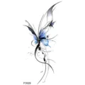 Temporary tattoo sticker blue black abstract butterfly waterproof body art sticker for women. - FO029