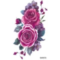 Autocollant de tatouage temporaire floral rose coloré pour art corporel élégant main cou - SW570 / 9.8x5.8cm