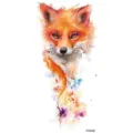 Watercolor fox temporary tattoo sticker, vibrant colorful design for body art and fashion use. - Watercolor Splash Fox Style (FO408) / 15x7CM