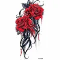 Red rose temporary tattoo sticker black tribal body art waterproof fake arm sticker - Dark Blood Rose Style (NZ1296) / 19.8x9.6CM