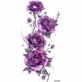 Purple Rose Flower Temporary Tattoo Sticker Elegant Vine Floral Body Art for Women Arm Decal - Purple Rose Vine Style (NZ1297) / 19.8x9.6CM