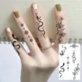Water transfer temporary tattoo sticker set, black snake flower finger tattoos for women art. - HS078 / 9.8x5.8cm