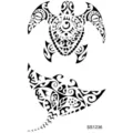 Adhesivo de tatuaje temporal tribal en blanco y negro con diseños de tortuga y raya. - Tortuga y Raya Manta(SS1236)