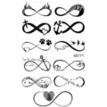 Foglio di adesivi per tatuaggi temporanei impermeabili con simbolo infinito vari design. - Stile SS171 (SS171)