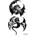 Black tribal dragon temporary tattoo sticker sheet, cool body art body decoration design. - SS1328
