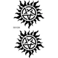 Adhesivo de tatuaje temporal de sol pentagramma negro para mano y cuello arte corporal moda - Totem de Sol y Pentagrama(SS1238)