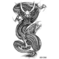 Waterproof black dragon temporary tattoo sticker for hand and neck realistic body art design. - SS1358