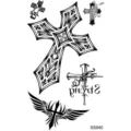 Croix autocollant de tatouage temporaire gothique imperméable feuille d'art corporel - SS940
