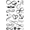 Foglio di tatuaggio temporaneo impermeabile infinito cuore ancora piuma croce. - Stile SS173 (SS173)