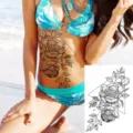 Adesivo per tatuaggio temporaneo rosa geometrica da donna, arte corporea impermeabile per braccio. - LZ144