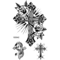 Set d'autocollants de tatouage temporaire avec des motifs de croix et de roses noir et blanc. - SS942