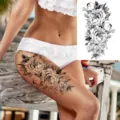 Autoadesivo per tatuaggio floreale temporaneo, body art realistico e impermeabile per pelle. - LZ146