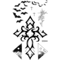 Feuille de tatouage temporaire croix gothique avec chauves-souris pour le corps. - SS944