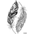 Adesivo per tatuaggio temporaneo piuma arte linea nera stile corpo decorazione chic - SS460