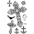 Tatouage temporaire croix gothique feuille autocollant noir blanc art corporel mode - SS945