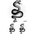 Foglio di adesivi per tatuaggi temporanei di serpente nero per mano e collo, arte corporea. - Modello Serpente Floreale (SS880) / 9.8x5.8cm