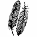 Adesivo per tatuaggio temporaneo con piume nere e bianche e motivi geometrici etnici. - SS462