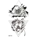 Adesivo per tatuaggio floreale geometrico linea nera arte tatuaggio temporaneo mano. - SS715