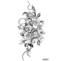Temporary tattoo sticker snake wolf peony black white sketch body art hand neck - Snake Floral Pattern (SS883) / 9.8x5.8cm