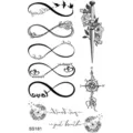 Foglio di tatuaggi temporanei impermeabili con segni di infinito, fiori e testo in corsivo. - Stile SS181 (SS181)