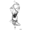 Adesivo per tatuaggio temporaneo con design di montagna e universo, stile line art nero per braccio. - MZ089