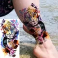 Adesivo per tatuaggio temporaneo tigre acquerello impermeabile braccio gamba moda - WZ004 / 19.5x9.5cm