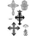 Planche de tatouage temporaire étanche avec motifs de croix gothiques et hamsa pour le corps. - SS947