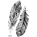 Ensemble de tatouages ​​autocollants de plumes tribales noires et blanches, design d'art corporel. - SS463