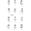 Foglio adesivo tatuaggio temporaneo rosa minimalista variante per mani e collo. - HS363