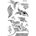 Hoja de pegatina de tatuaje de tótem en blanco y negro, variante de arte corporal tribal. - Colibrí Raya Mariposa(SS1247)