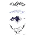 Foglio adesivo tatuaggio temporaneo montagna, arte lineare nera e blu per braccio o gamba. - MZ103
