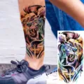 Waterproof watercolor lion temporary tattoo sticker for arm leg body art decoration - WZ005 / 19.5x9.5cm