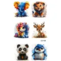 Simpatici fogli di tatuaggi di trasferimento di animali ad acquerello con elefante e panda - CD138 / 12x6.8cm