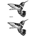 Black tribal hummingbird temporary tattoo sticker set, minimalist geometric bird body art decor. - SS245