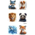 Simpatici fogli di tatuaggi temporanei animali acquerello per braccio, mano e gamba. - CD139 / 12x6.8cm