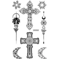 Autocollant de tatouage croix temporaire étanche art corporel noir designs flash. - SS949
