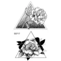 Adesivo per tatuaggio temporaneo rosa geometrica e peonia design arte linea nera - SS717