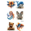 Foglio di tatuaggio temporaneo animale acquerello variante per il braccio e la mano. - CD140 / 12x6.8cm