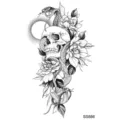 Black and white skull snake peony temporary tattoo sticker for hand neck body art design. - Snake Floral Pattern (SS886) / 9.8x5.8cm