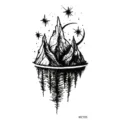 Adesivo per tatuaggio temporaneo con design di montagna, luna e stelle per decorazione d'arte - MZ105