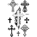 Feuille autocollant tatouage temporaire croix tribal gothique art corporel cou - SS951