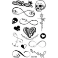 Adesivo per tatuaggio temporaneo impermeabile nero infinito teschio rosa per mano e dito - Stile SS185 (SS185)