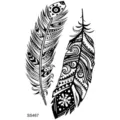Autocollant de tatouage de plume tribale variante, design art corporel noir et blanc. - SS467