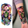 Waterproof Watercolor Temporary Tattoo Sticker Skull Rose Design for Arm Body Art - WZ009 / 19.5x9.5cm