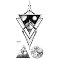 Adesivo per tatuaggio temporaneo montagna universo geometrico arte corporea bianco e nero. - MZ107